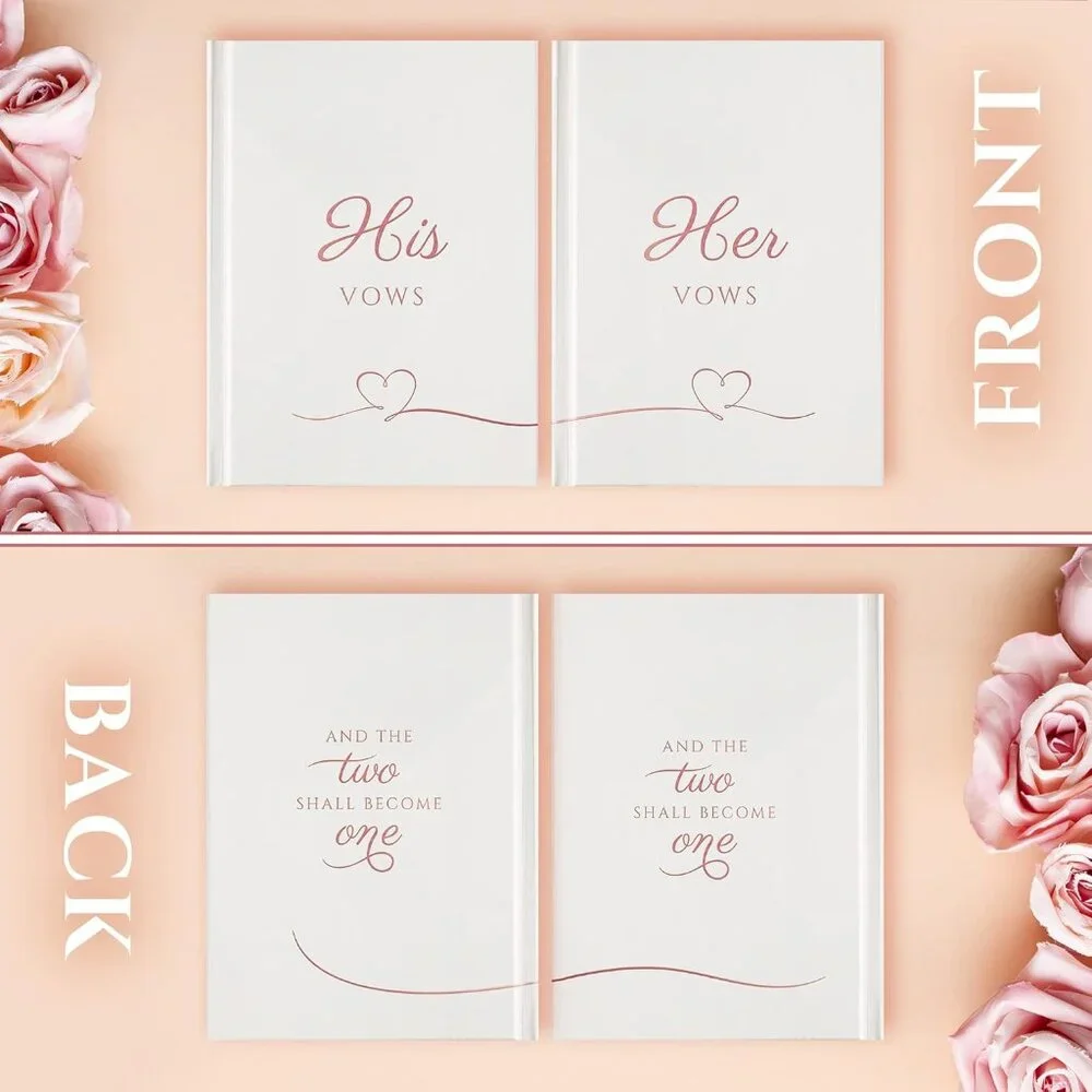 Hard Cover His and Her Rose Gold Wedding Vow Book - Picture 6 of 7